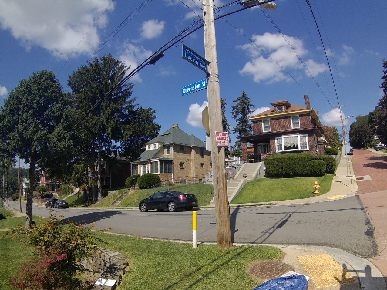 Photo of the intersection of Queenston Street and Lucina Avenue in the Carrick neighborhood of Pittsburgh