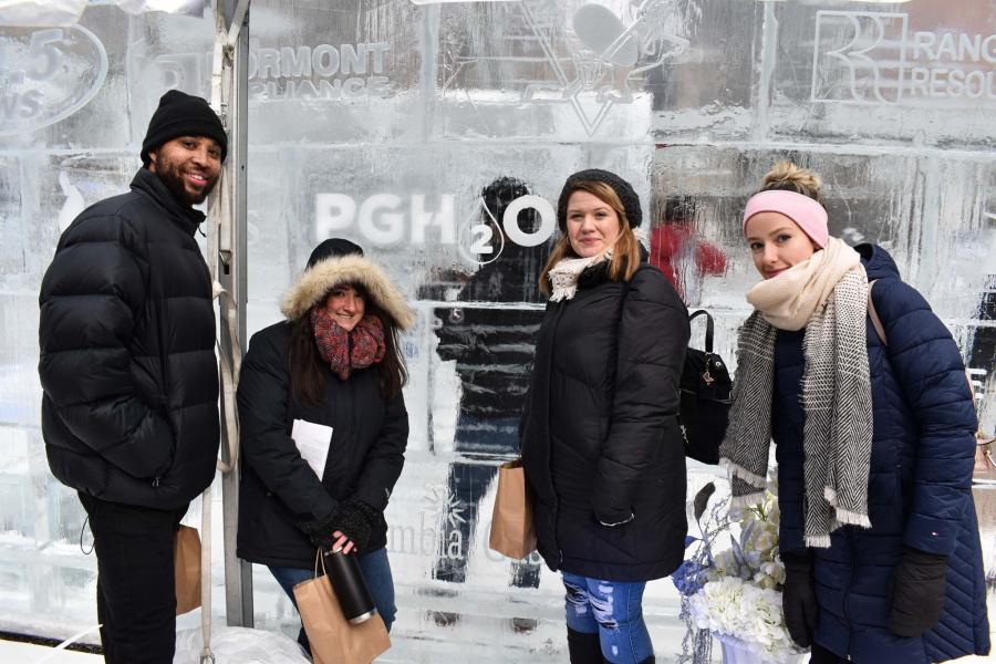 Team Pgh2o in the icehouse (Pictured from left to right: Compliance Analysts Reggie Brown and Sarah Viszneki, PUC Compliance Manager Brittany Schacht, and Public Affairs Associate Hali Hetz). 