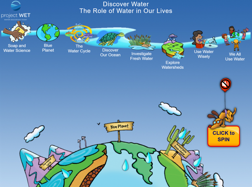 Screenshot of the DiscoverWater.org homepage