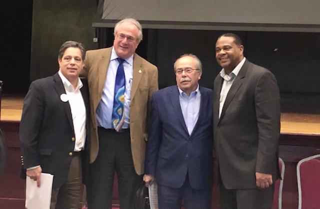 Pictured from left: Senator Jay Costa, PWSA Executive Director Robert A. Weimar, Wilkinsburg-Penn Joint Water Authority Executive Director Nick Bianchi, and Representative Ed Gainey