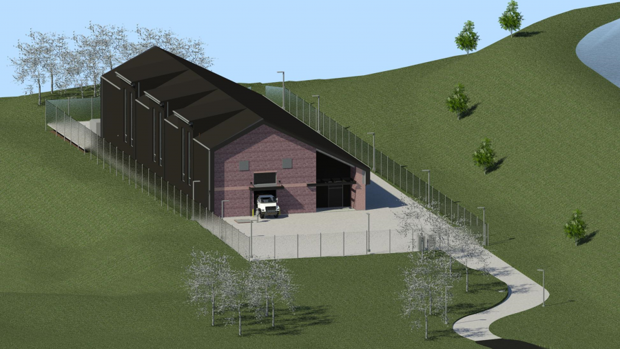 Rendering of the new Highland Park pump station.  
