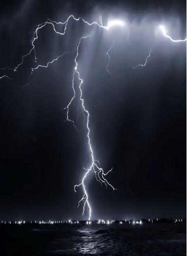 A lightning strike on water