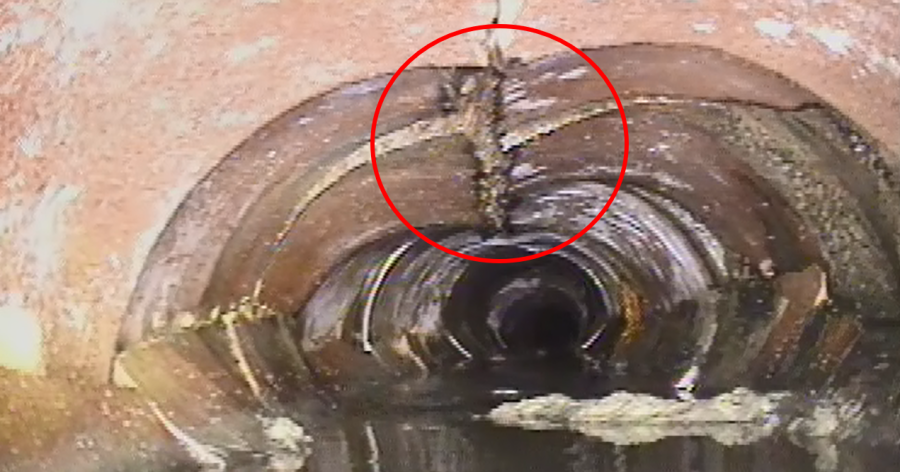 CCTV footage of damaged sewer.
