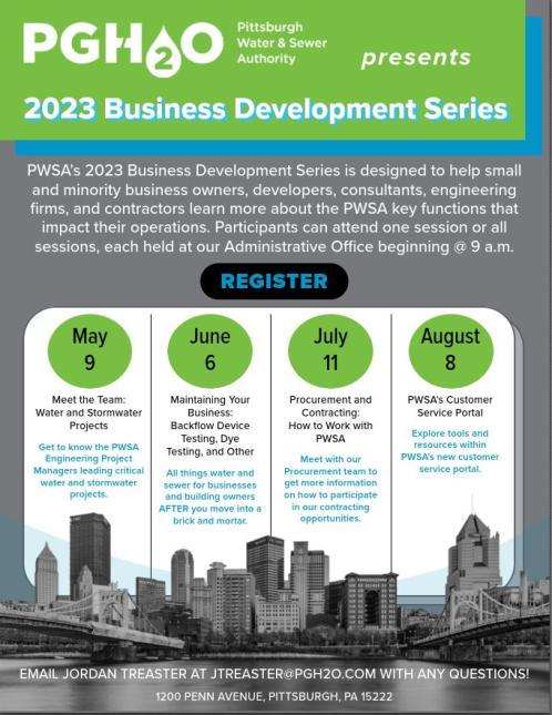 Business Series Flyer with dates and session descriptions