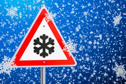 Winter emergency sign with a snowflake