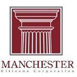 The logo for the Manchester Citizens Corporation: the top of a stone column within a square