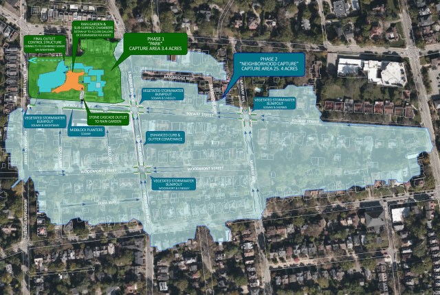 Map showing drainage area and stormwater improvements for second phase of the Wightman Park Stormwater project