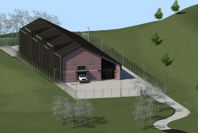Rendering of the new Highland Park pump station.  